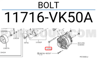Nissan 11716VK50A BOLT