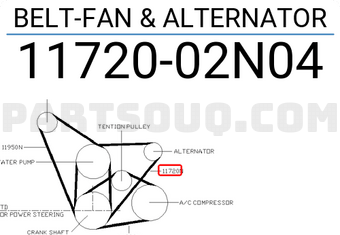 Nissan 1172002N04 BELT-FAN & ALTERNATOR