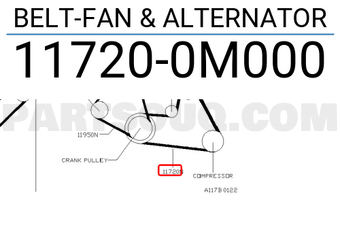Nissan 117200M000 BELT-FAN & ALTERNATOR