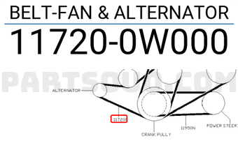 Nissan 117200W000 BELT-FAN & ALTERNATOR