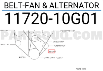 Nissan 1172010G01 BELT-FAN & ALTERNATOR