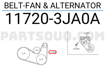 Nissan 117203JA0A BELT-FAN & ALTERNATOR