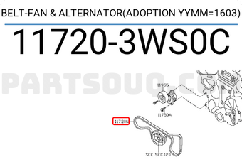 Nissan 117203WS0C BELT-FAN & ALTERNATOR(ADOPTION YYMM=1603)