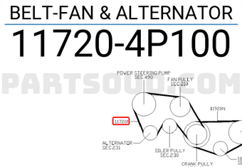 Nissan 117204P100 BELT-FAN & ALTERNATOR