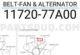 Nissan 1172077A00 BELT-FAN & ALTERNATOR