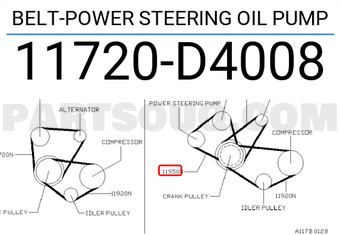 Nissan 11720D4008 BELT-POWER STEERING OIL PUMP