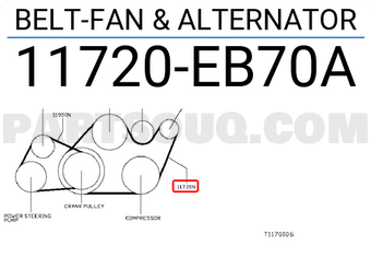 Nissan 11720EB70A BELT-FAN & ALTERNATOR