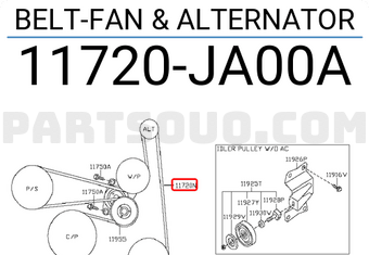 Nissan 11720JA00A BELT-FAN & ALTERNATOR