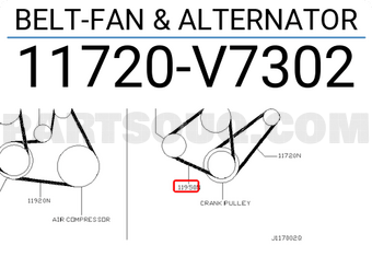 Nissan 11720V7302 BELT-FAN & ALTERNATOR