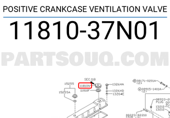 Nissan 1181037N01 POSITIVE CRANKCASE VENTILATION VALVE