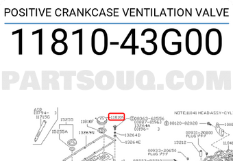 Nissan 1181043G00 POSITIVE CRANKCASE VENTILATION VALVE