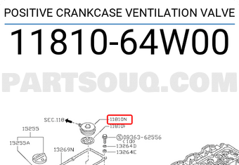 Nissan 1181064W00 POSITIVE CRANKCASE VENTILATION VALVE