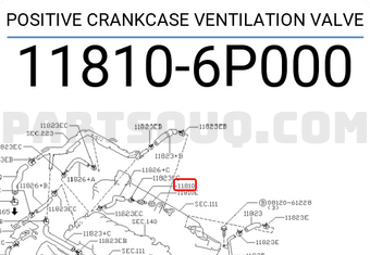 Nissan 118106P000 POSITIVE CRANKCASE VENTILATION VALVE