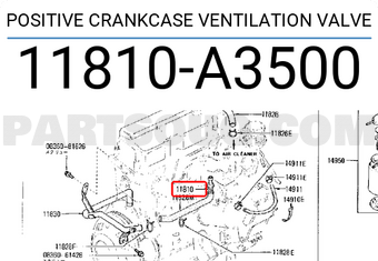 Nissan 11810A3500 POSITIVE CRANKCASE VENTILATION VALVE