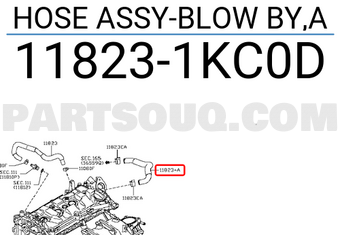 Nissan 118231KC0D HOSE ASSY-BLOW BY,A