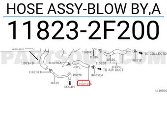 Nissan 118232F200 HOSE ASSY-BLOW BY,A