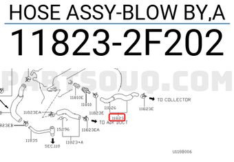 Nissan 118232F202 HOSE ASSY-BLOW BY,A