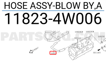 Nissan 118234W006 HOSE ASSY-BLOW BY,A