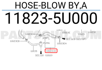 Nissan 118235U000 HOSE-BLOW BY,A