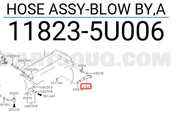 Nissan 118235U006 HOSE ASSY-BLOW BY,A