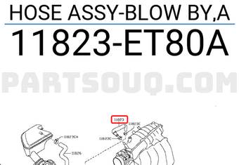 Nissan 11823ET80A HOSE ASSY-BLOW BY,A