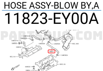 Nissan 11823EY00A HOSE ASSY-BLOW BY,A