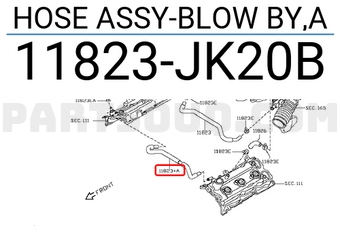 Nissan 11823JK20B HOSE ASSY-BLOW BY,A
