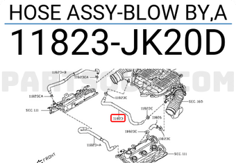 Nissan 11823JK20D HOSE ASSY-BLOW BY,A