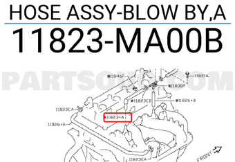 Nissan 11823MA00B HOSE ASSY-BLOW BY,A