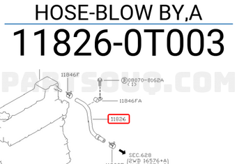 Nissan 118260T003 HOSE-BLOW BY,A