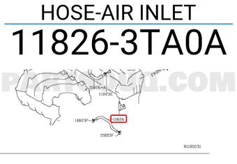 Nissan 118263TA0A HOSE-AIR INLET
