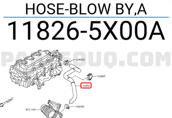 Nissan 118265X00A HOSE-BLOW BY,A