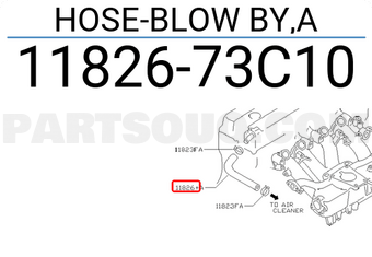Nissan 1182673C10 HOSE-BLOW BY,A