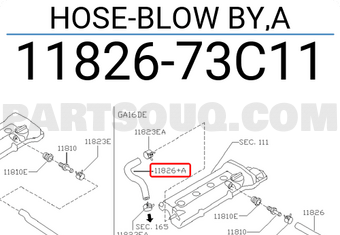 Nissan 1182673C11 HOSE-BLOW BY,A