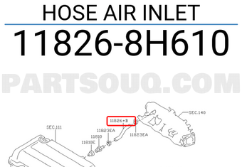 Nissan 118268H610 HOSE AIR INLET