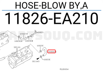Nissan 11826EA210 HOSE-BLOW BY,A