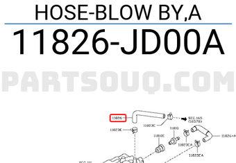 Nissan 11826JD00A HOSE-BLOW BY,A