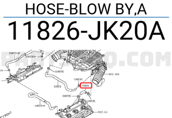 Nissan 11826JK20A HOSE-BLOW BY,A