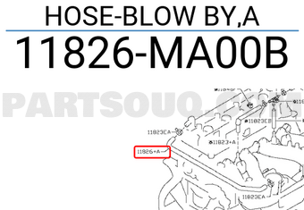 Nissan 11826MA00B HOSE-BLOW BY,A