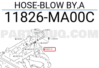 Nissan 11826MA00C HOSE-BLOW BY,A