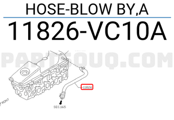 Nissan 11826VC10A HOSE-BLOW BY,A