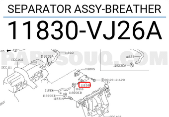 Nissan 11830VJ26A SEPARATOR ASSY-BREATHER