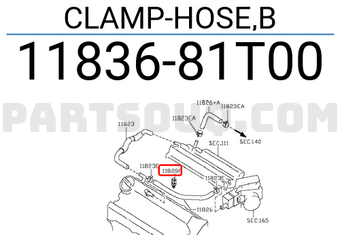 Nissan 1183681T00 CLAMP-HOSE,B