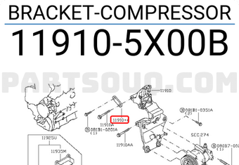 Nissan 119105X00B BRACKET-COMPRESSOR