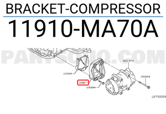 Nissan 11910MA70A BRACKET-COMPRESSOR