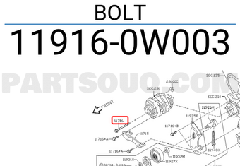 Nissan 119160W003 BOLT