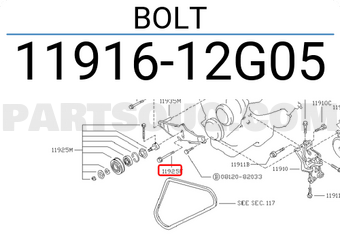 Nissan 1191612G05 BOLT