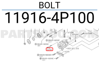Nissan 119164P100 BOLT