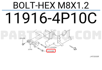 Nissan 119164P10C BOLT-HEX M8X1.2