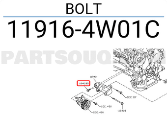 Nissan 119164W01C BOLT